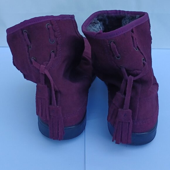 Hotter Purple Suede Bootie Boots 6 Fur Lined - Picture 5 of 11